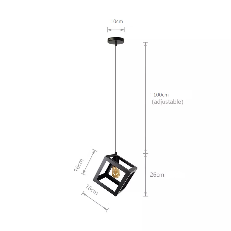 Lampara Cubo Vintage Colgante Minimalista Retro Kh-811 para techo