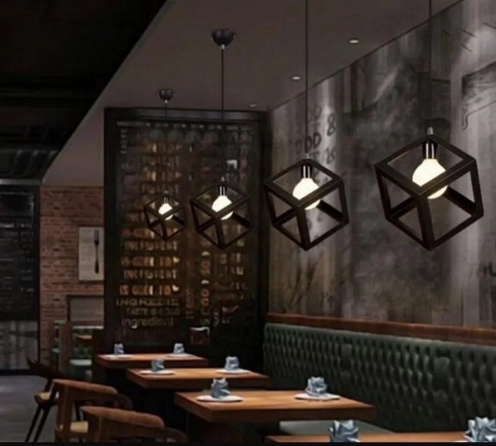 Lampara Cubo Vintage Colgante Minimalista Retro Kh-811 para techo