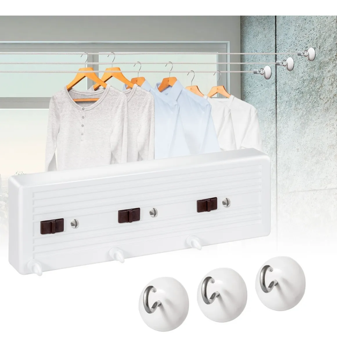 Tendedero Retráctil Plegable Pared Interior Exterior 3líneas .