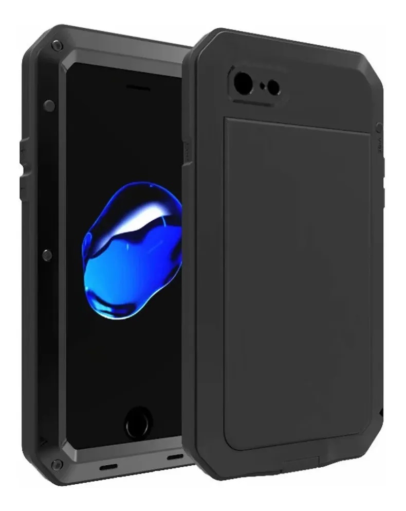 Funda Uso Rudo Para iPhone 7 iPhone 8 Normal Alto Impacto Metalica Con Mica Gruesa