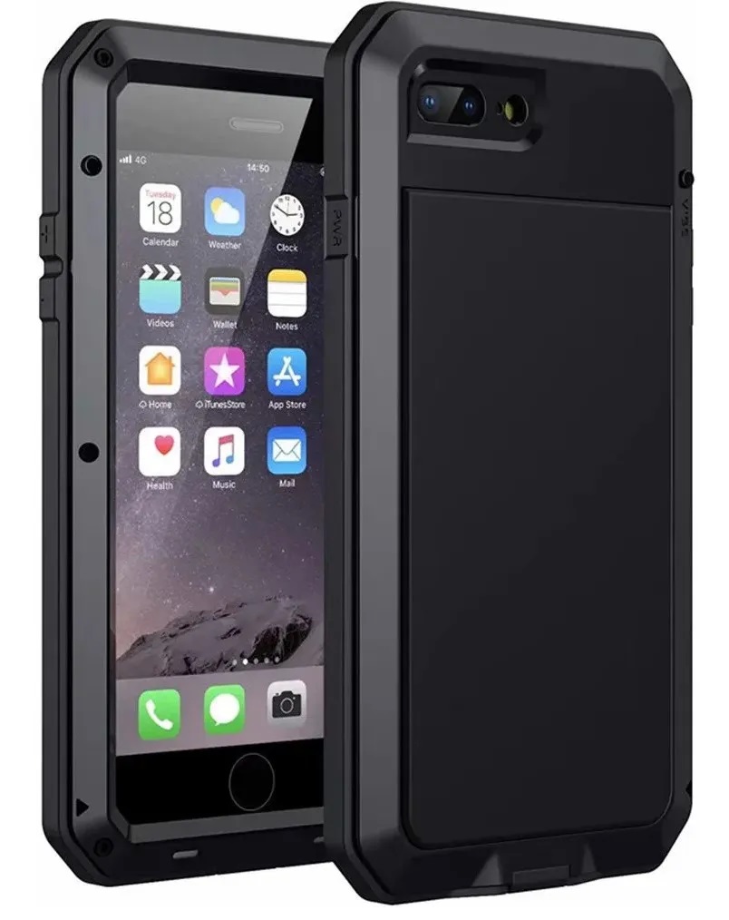 Funda Uso Rudo Para iPhone 7+Plus iPhone 8+Plus Normal Alto Impacto Metalica Con Mica Gruesa