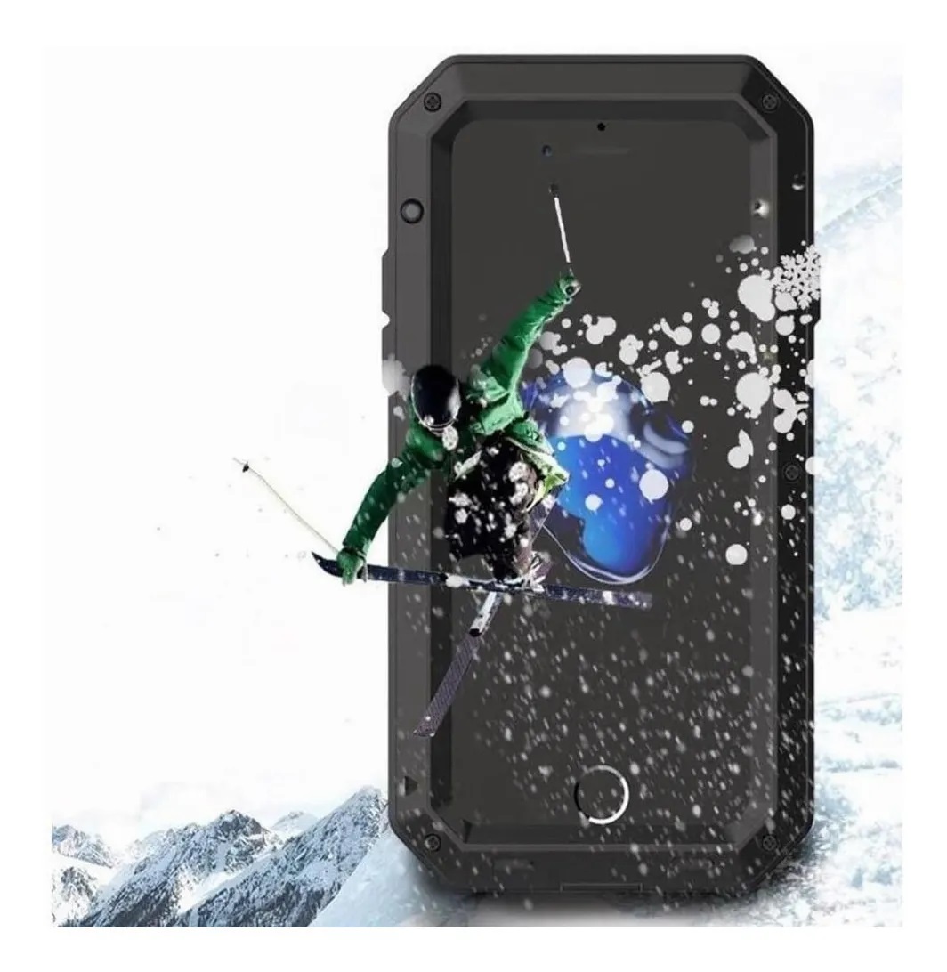 Funda Uso Rudo Para iPhone 7+Plus iPhone 8+Plus Normal Alto Impacto Metalica Con Mica Gruesa