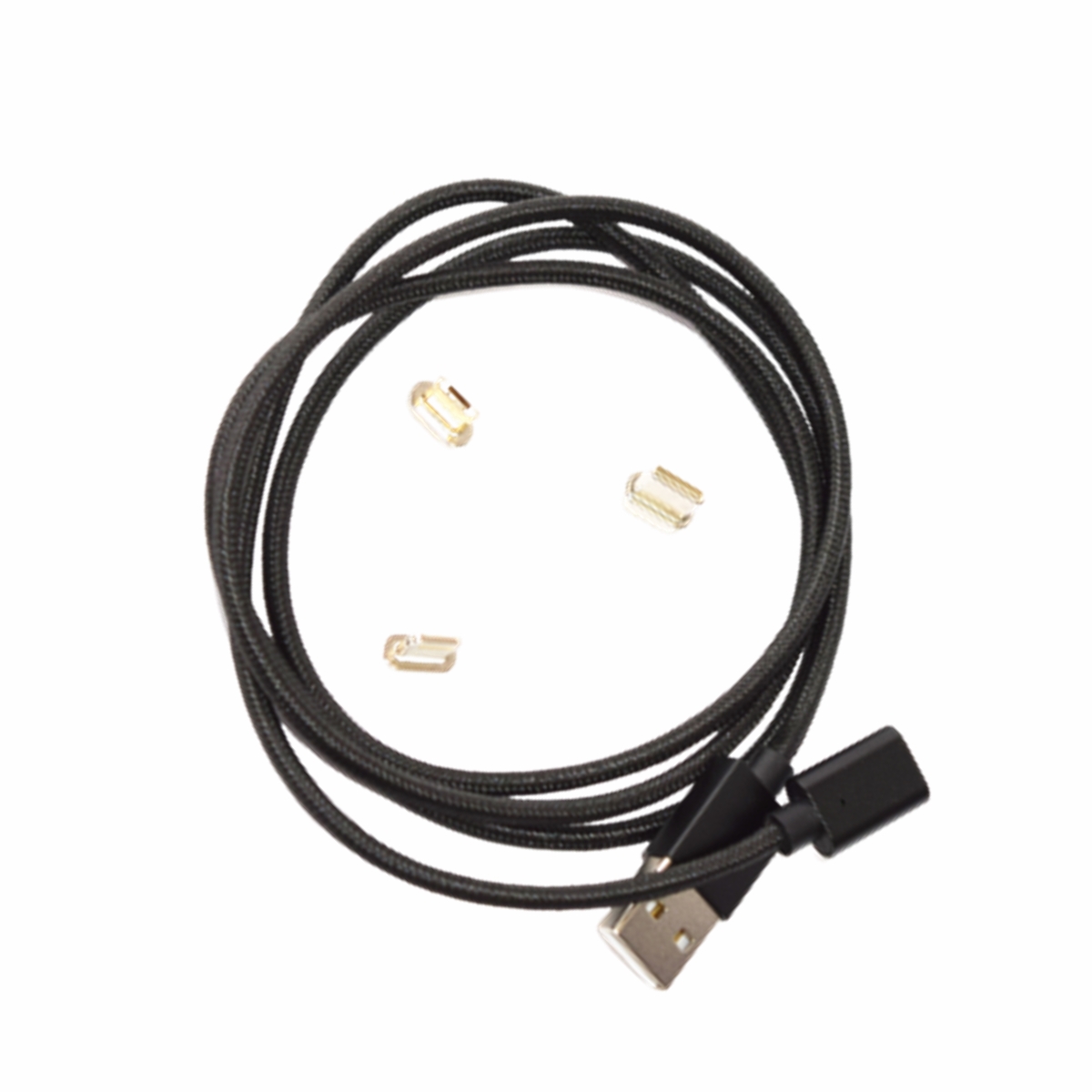 Cable Magnético USB 3 entradas en 1 cable, para carga del móvil y para Transmisión de Datos, Negro