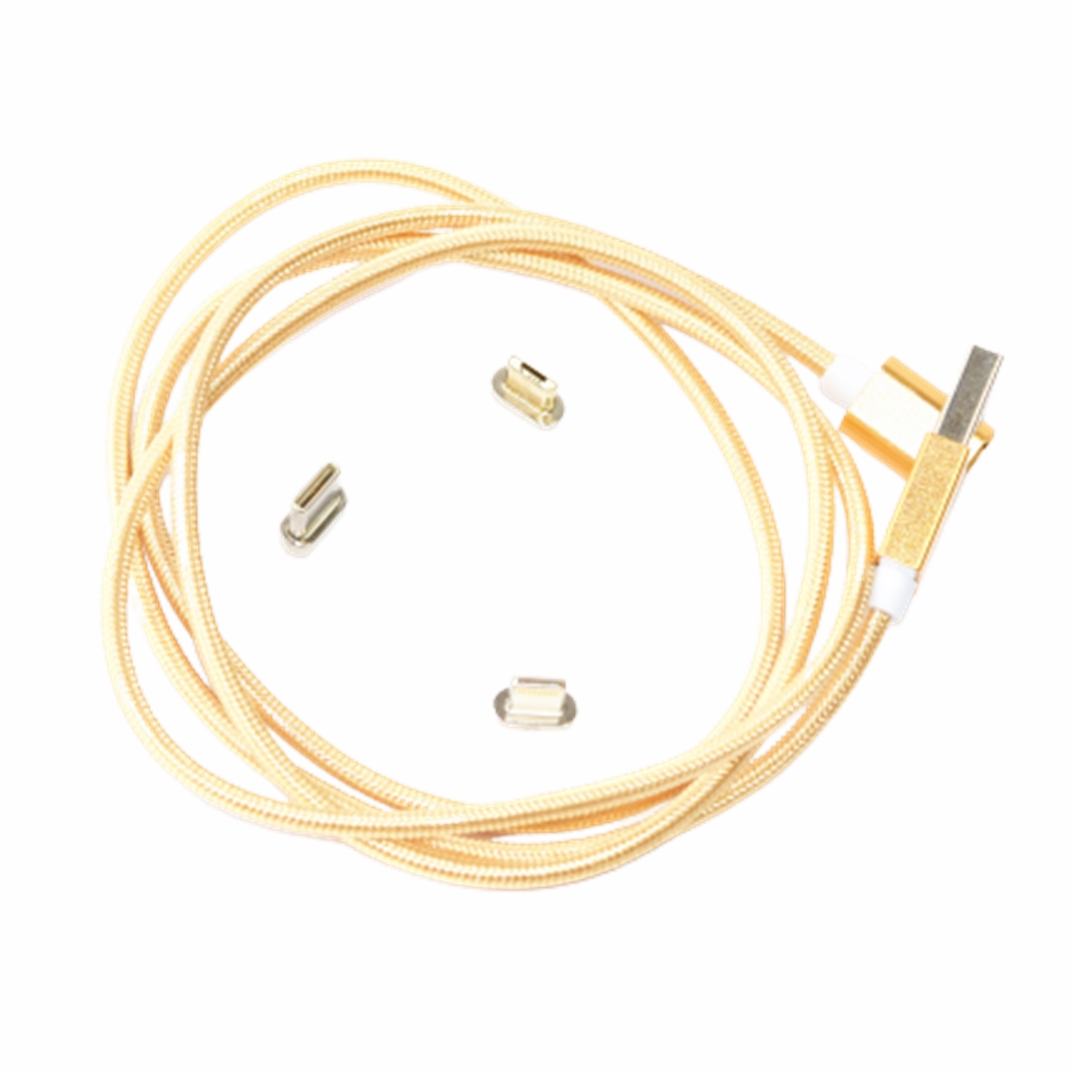 Cable Magnético USB 3 entradas en 1 cable, para carga del móvil y para Transmisión de Datos, Dorado