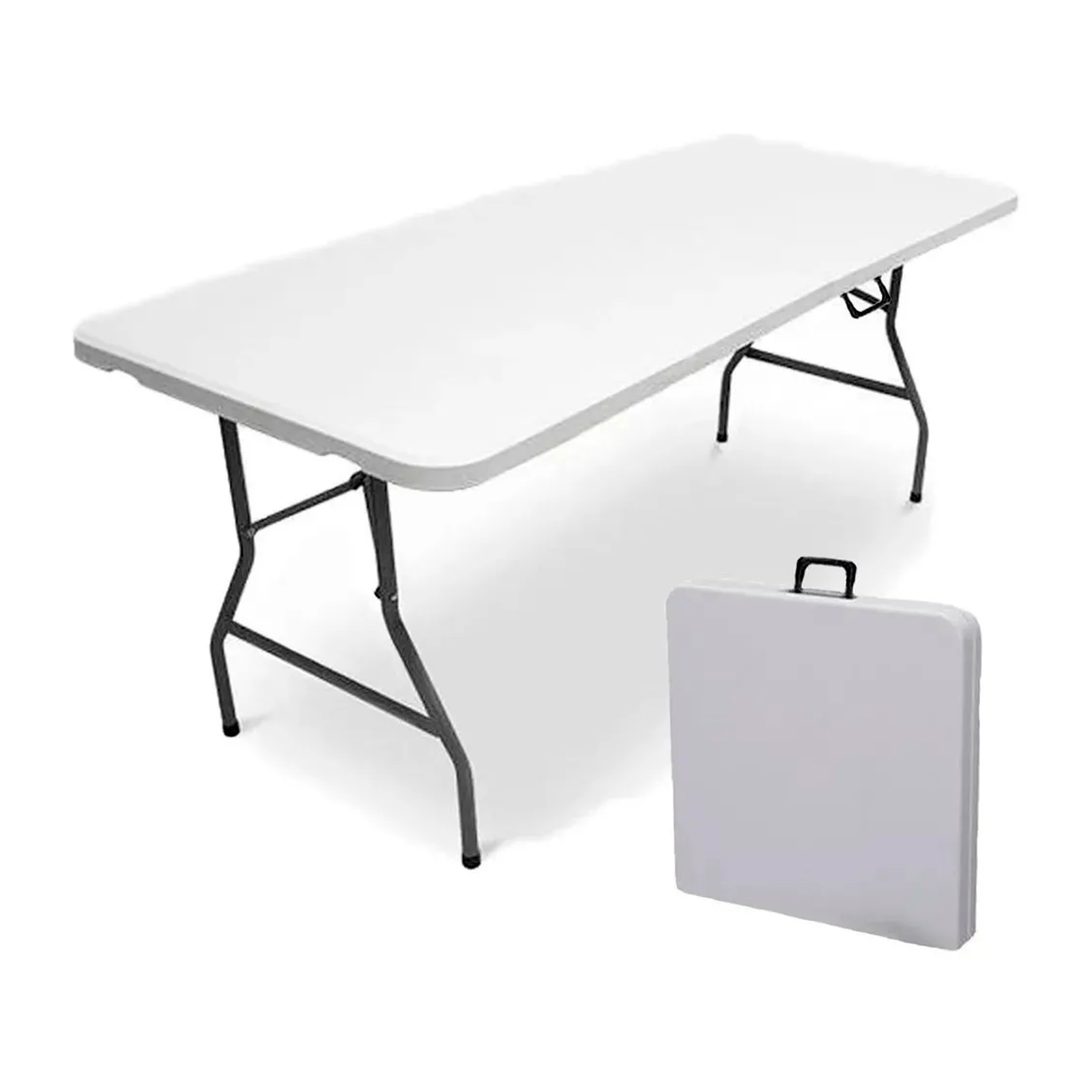 Mesa Plegable Plástica Rectangular De 2.40 Tipo Portafolio