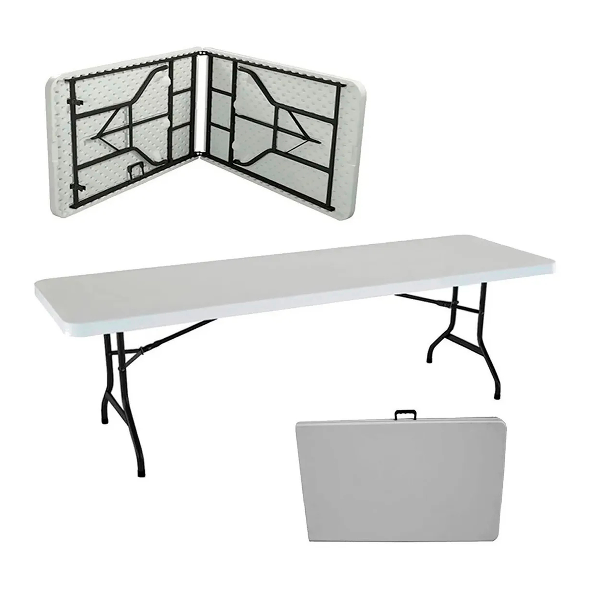 Mesa Plegable Plástica Rectangular De 2.40 Tipo Portafolio