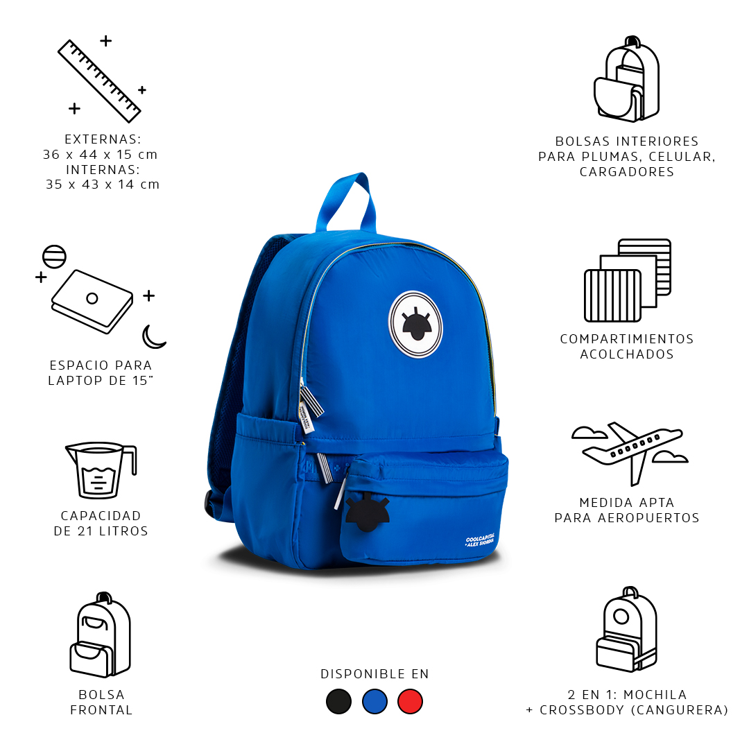 Mochila Para Laptop + Crossbody Cool Capital Alex Siordia 15 Pulgadas-Azul