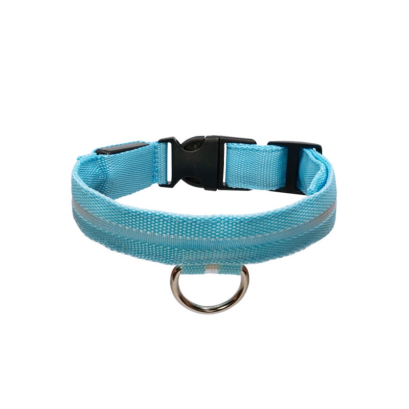 Collar Para Gato Perro Con Luz Led Ajustable Paseo Nocturno. Azul. Talla XS