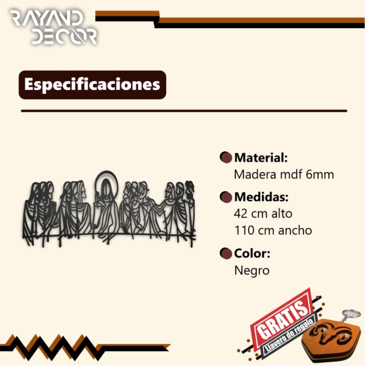 Cuadro Decoracion Ultima Cena Madera Mdf 6mm 1 PIEZA Pared 