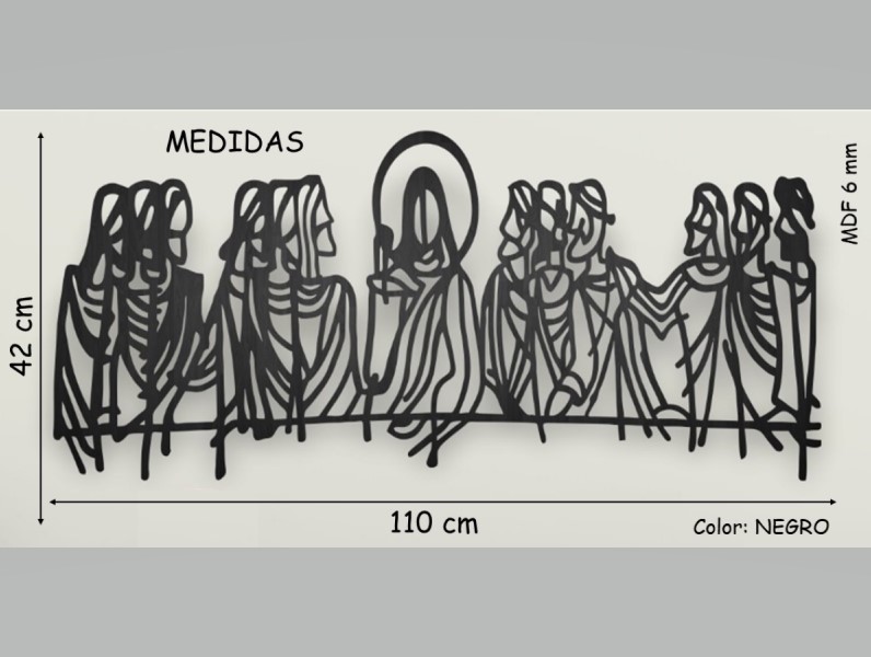 Cuadro Decoracion Ultima Cena Madera Mdf 6mm 1 PIEZA Pared 