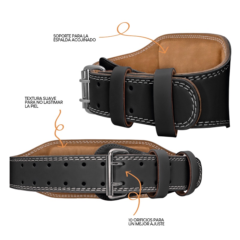 Cinturón Gym Faja Lumbar De Cuero Para Levantar Peso Negro. Talla M