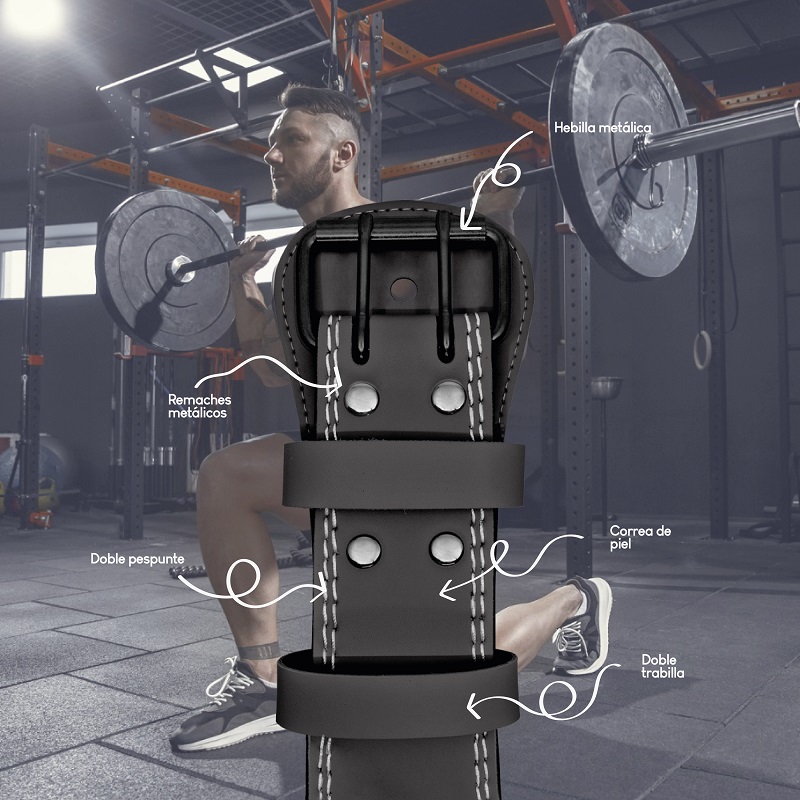 Cinturon Gym Faja Lumbar De Cuero Para Levantar Peso. Negro. Talla L