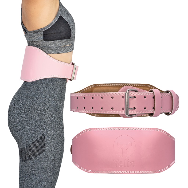 Cinturon Gym Faja Lumbar De Cuero Para Levantar Peso. Rosa. Talla L