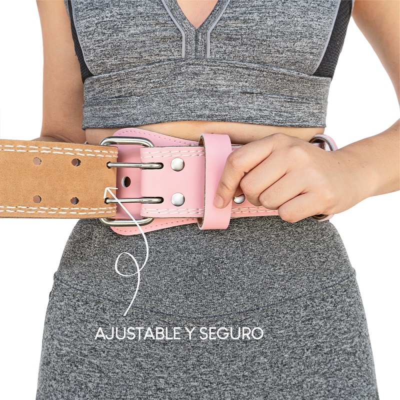 Cinturon Gym Faja Lumbar De Cuero Para Levantar Peso. Rosa. Talla L