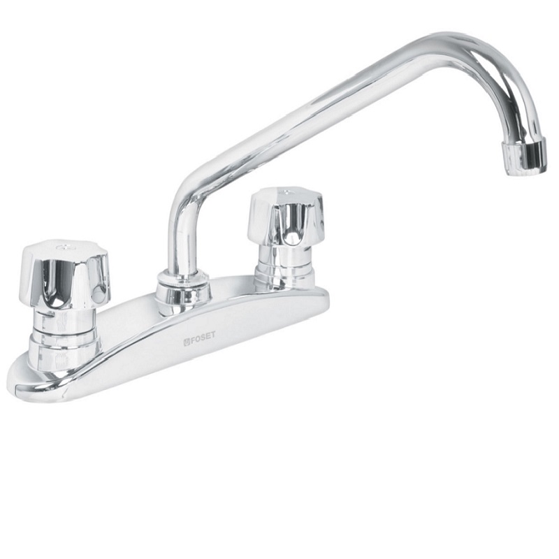 Mezcladora para Fregadero 8'Manerales Metalicos de Acero Inoxidable Standard Foset Cuello de latón AQF-86