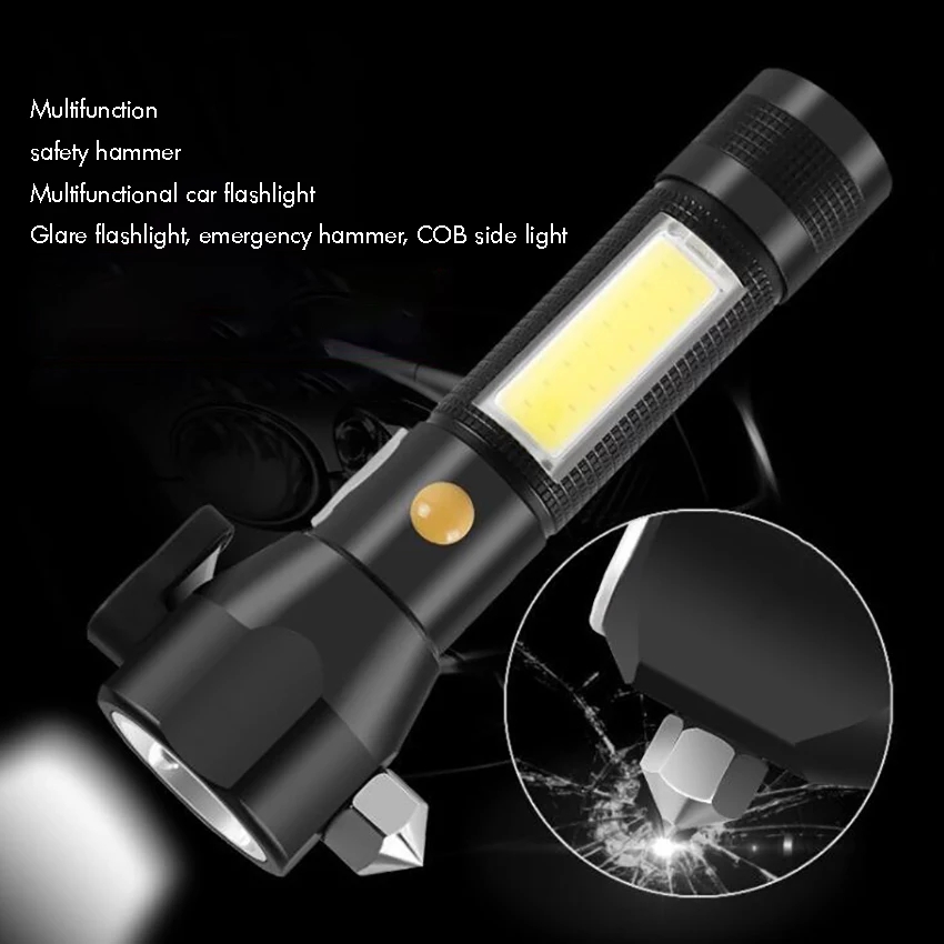 Linterna Led Recargable Usb Navaja Martillo E Imán 5 Modos