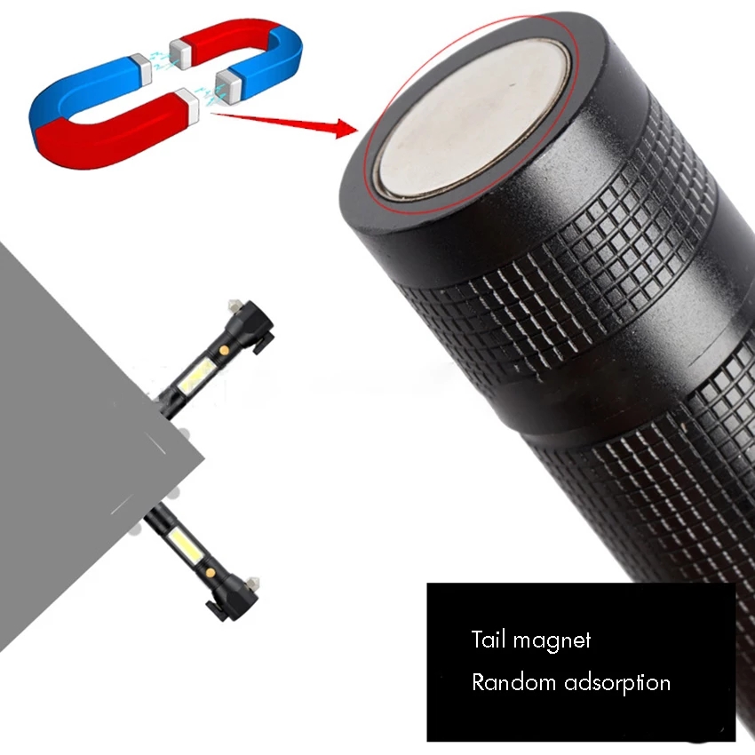 Linterna Led Recargable Usb Navaja Martillo E Imán 5 Modos