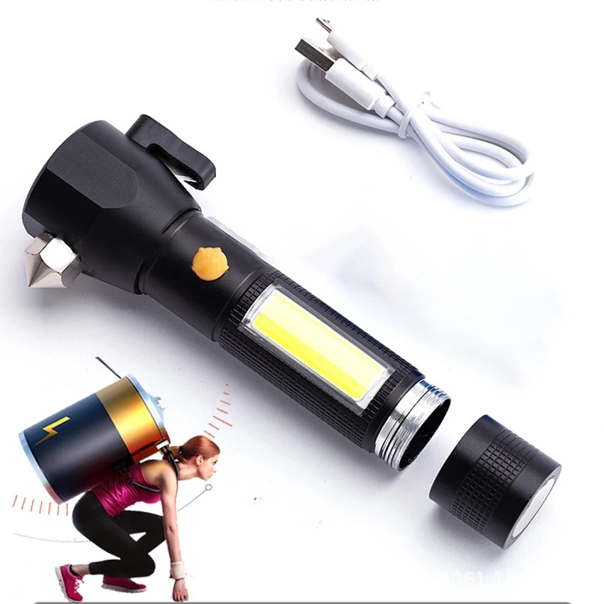 Linterna Led Recargable Usb Navaja Martillo E Imán 5 Modos