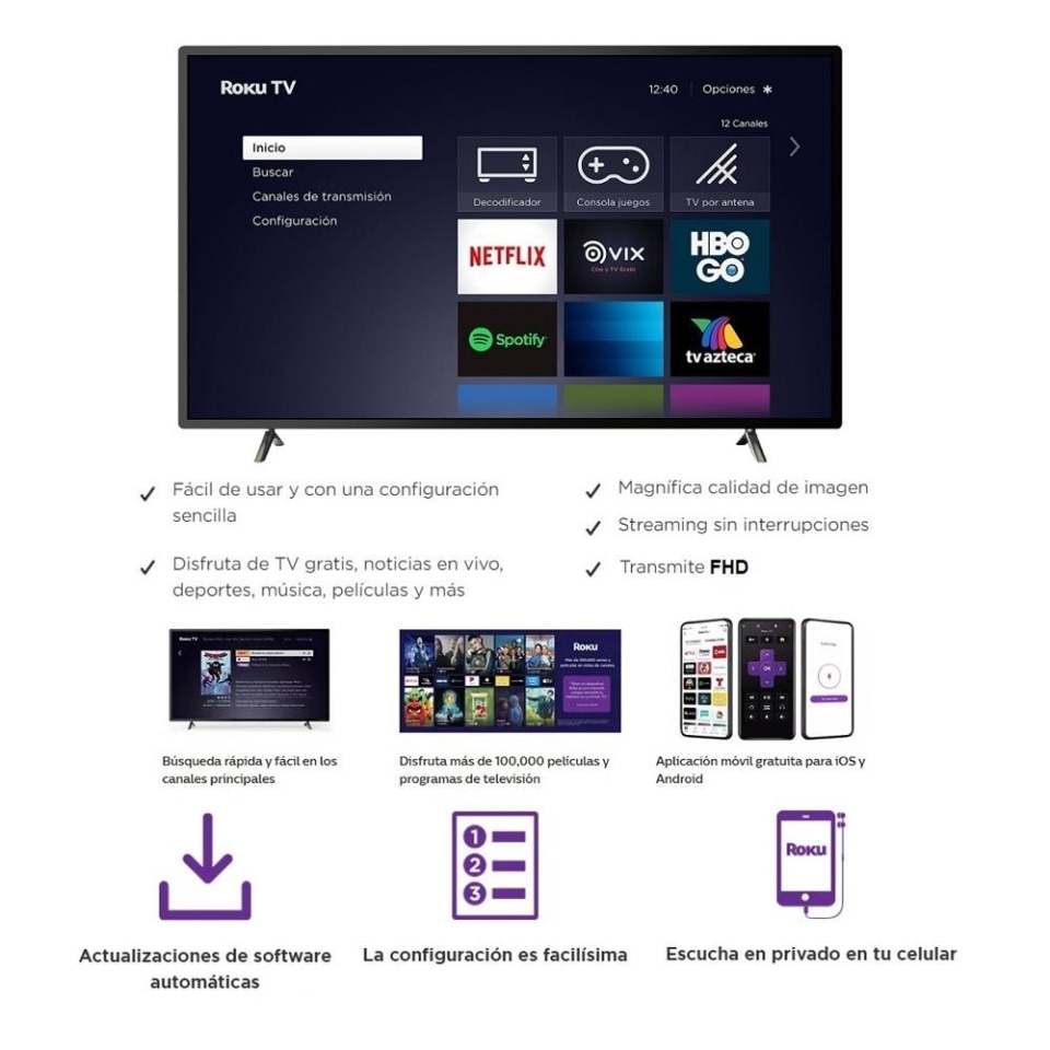  Smart Tv Tcl 40S331 Roku 40 Pulgadas Wi-fi 3 Entradas Hdmi  