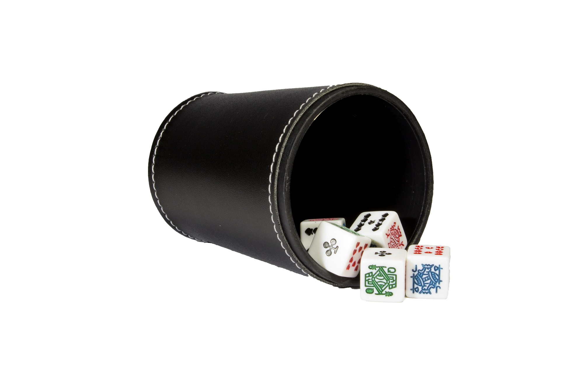 Cubilete Profesional con 5 Dados Poker. Vaso Estriado Color Negro