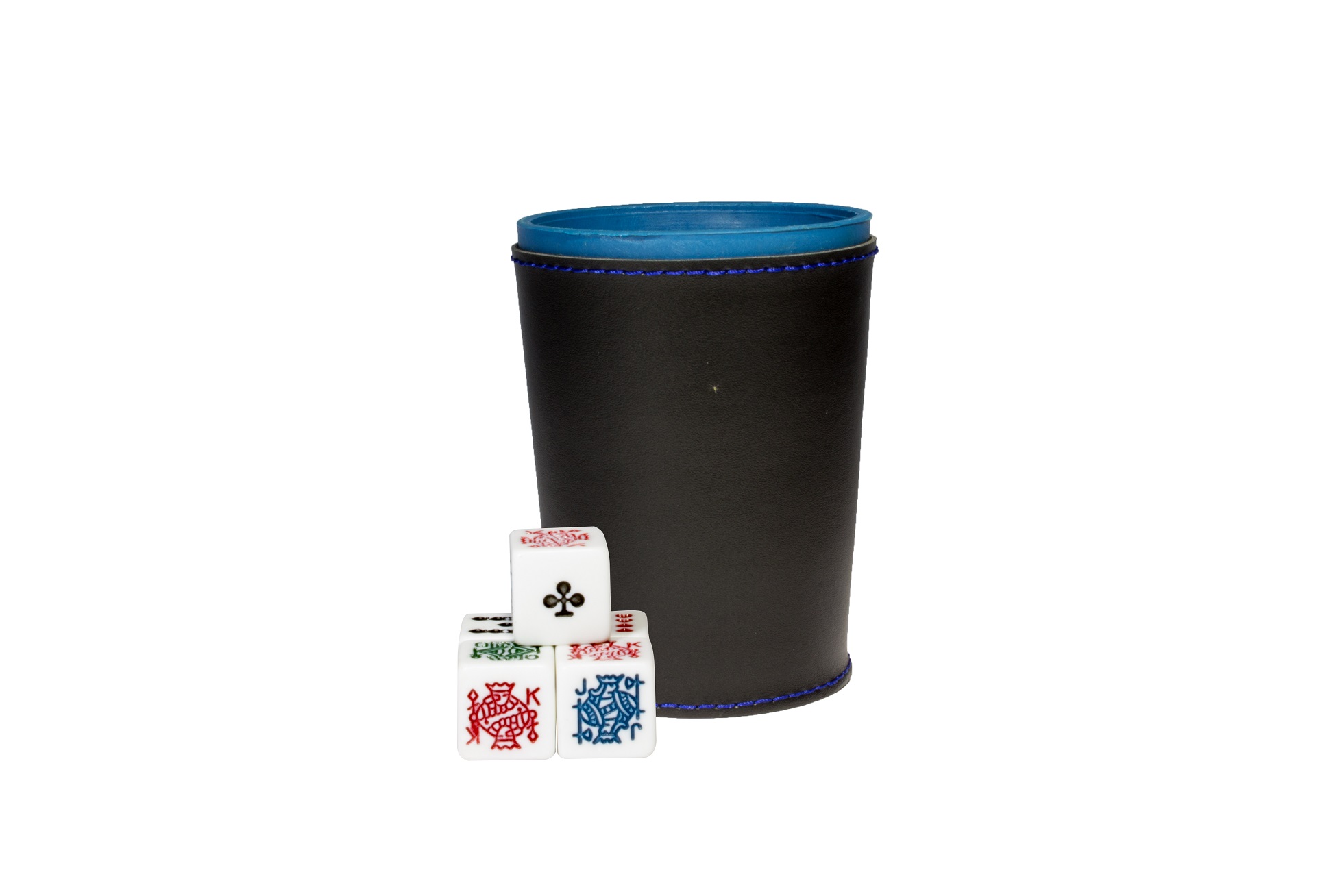 Cubilete Profesional con 5 Dados Poker. Vaso Estriado Color Azul