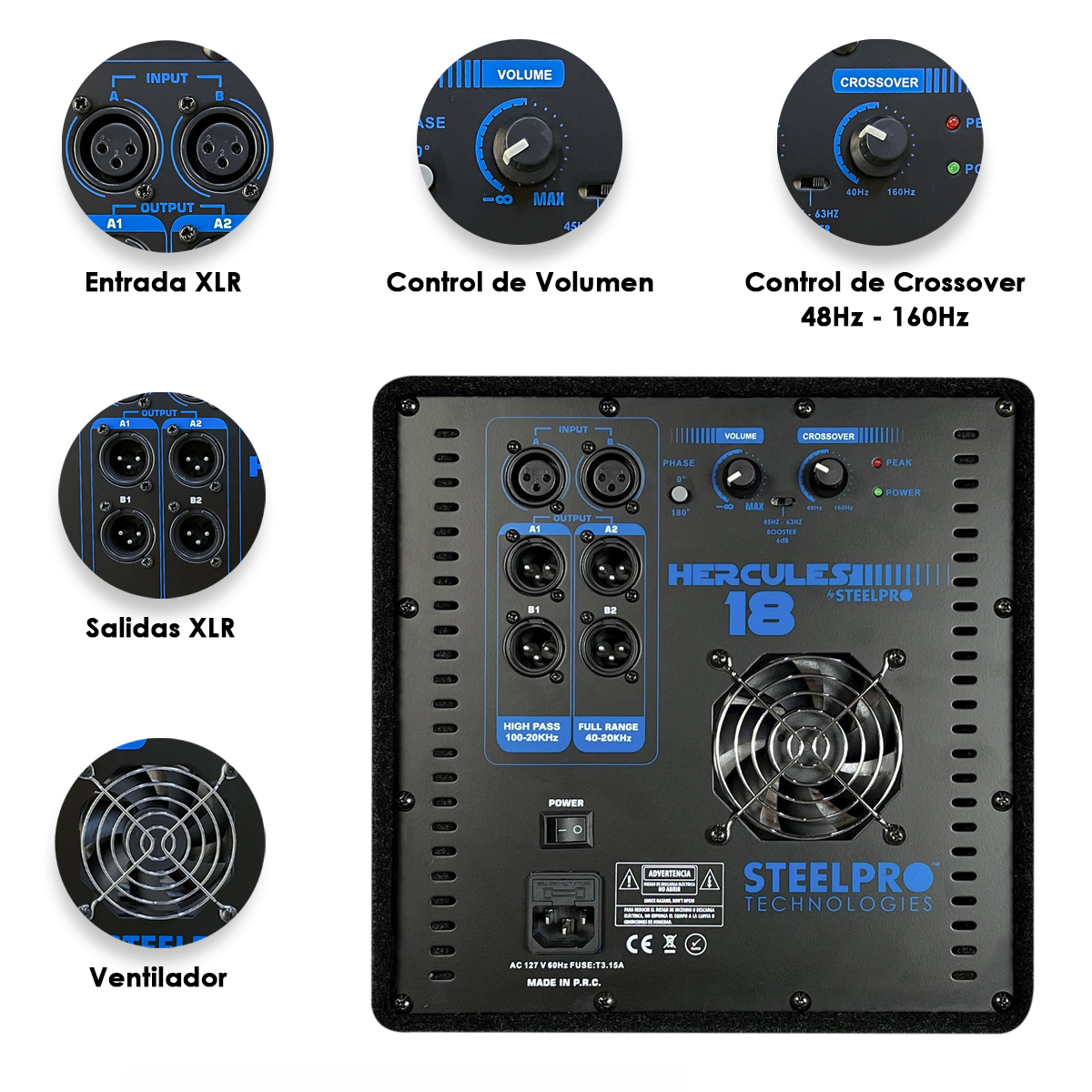 Subwoofer Profesional De Alta Potencia Hercules 18" By Steelpro.