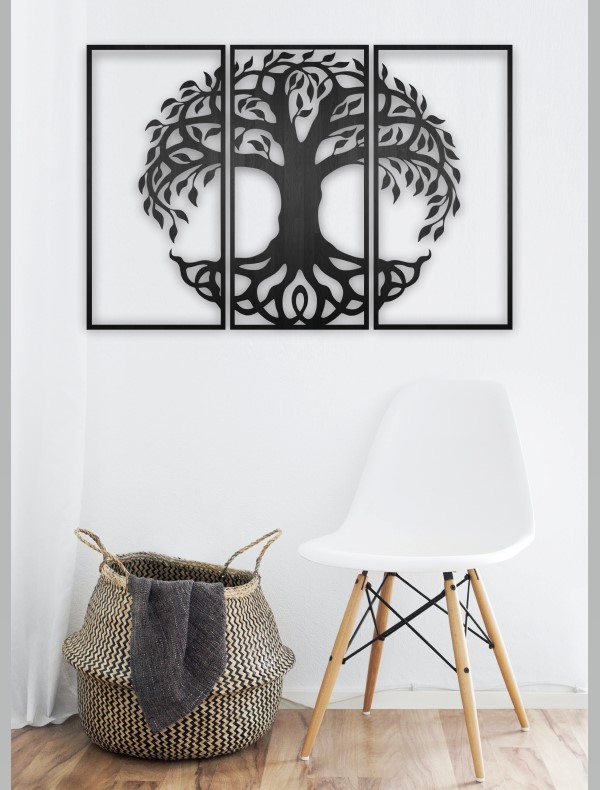 Cuadro Decorativo Árbol MADERA Mdf 6mm 3 Piezas PARED MURO DECORACION 