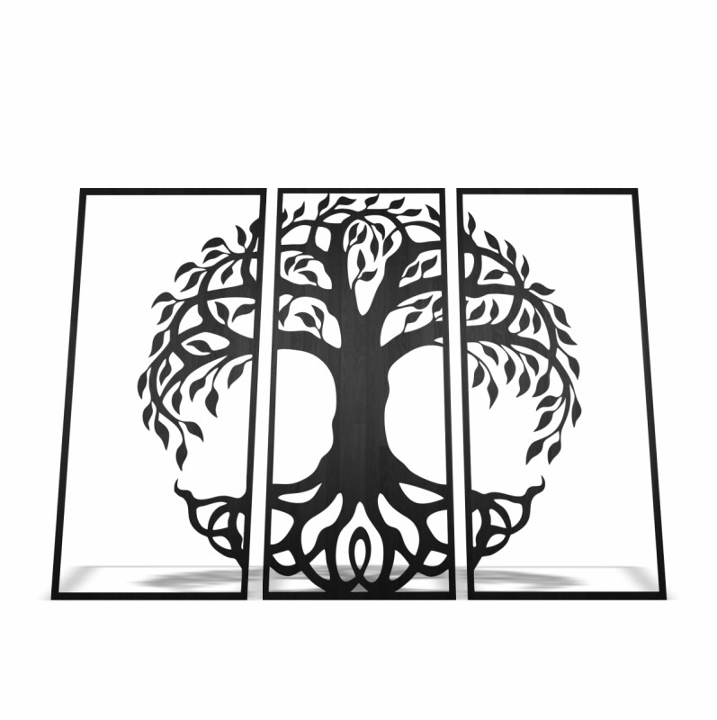 Cuadro Decorativo Árbol MADERA Mdf 6mm 3 Piezas PARED MURO DECORACION 