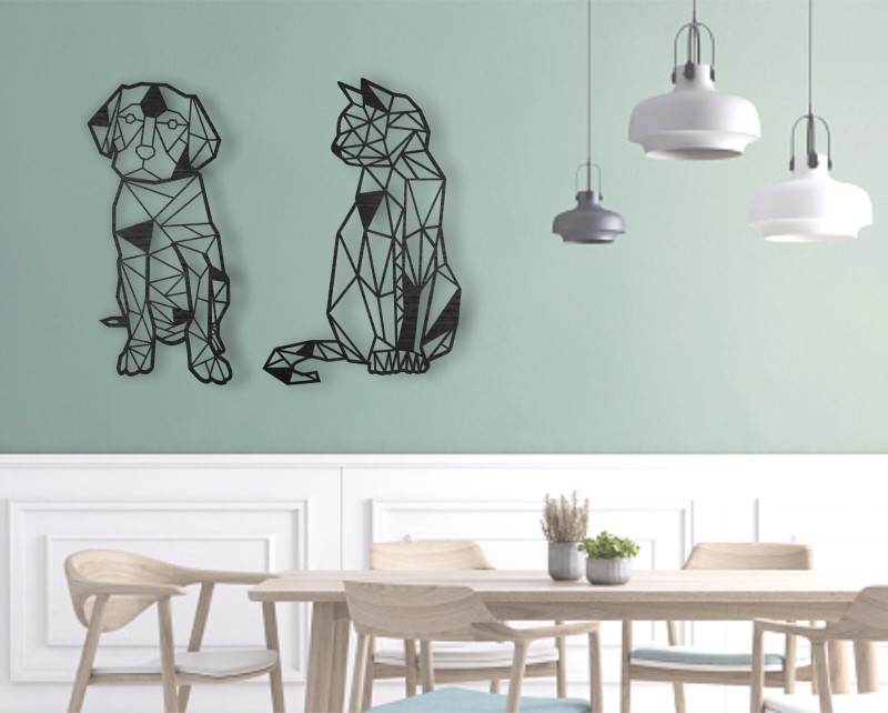 Mascotas (perro - Gato) Cuadro Decorativo Madera Mdf 6mm ( 2 Pzas.) decoracion pared