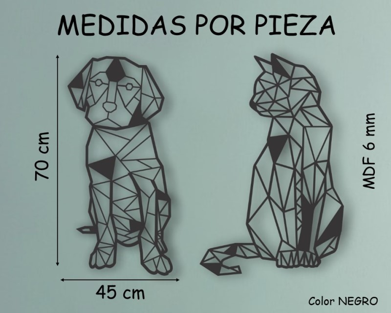 Mascotas (perro - Gato) Cuadro Decorativo Madera Mdf 6mm ( 2 Pzas.) decoracion pared