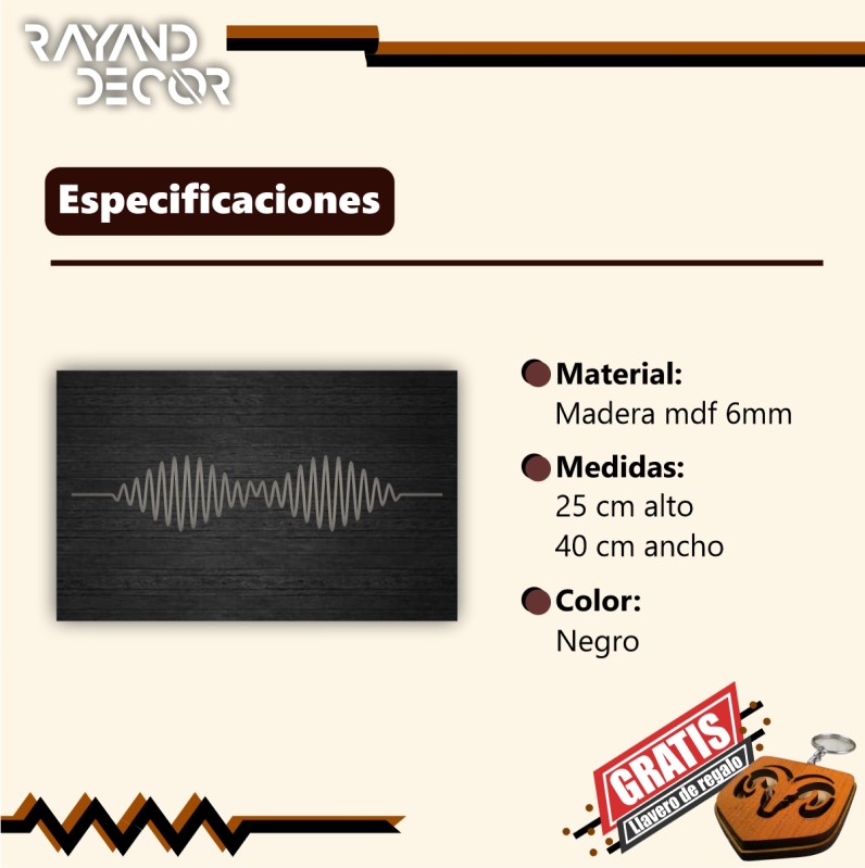 Ondas Sonido Cuadro Decorativo Mdf 6mm ( Arctic Monkeys ) PARED MURO