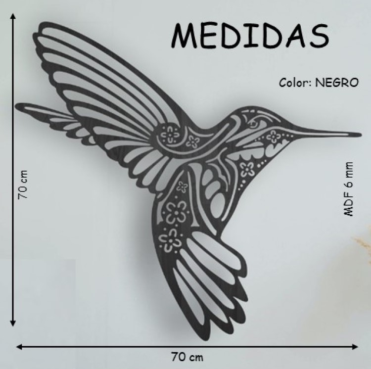 Cuadro Decorativo Colibri madera MDF 6mm Pared