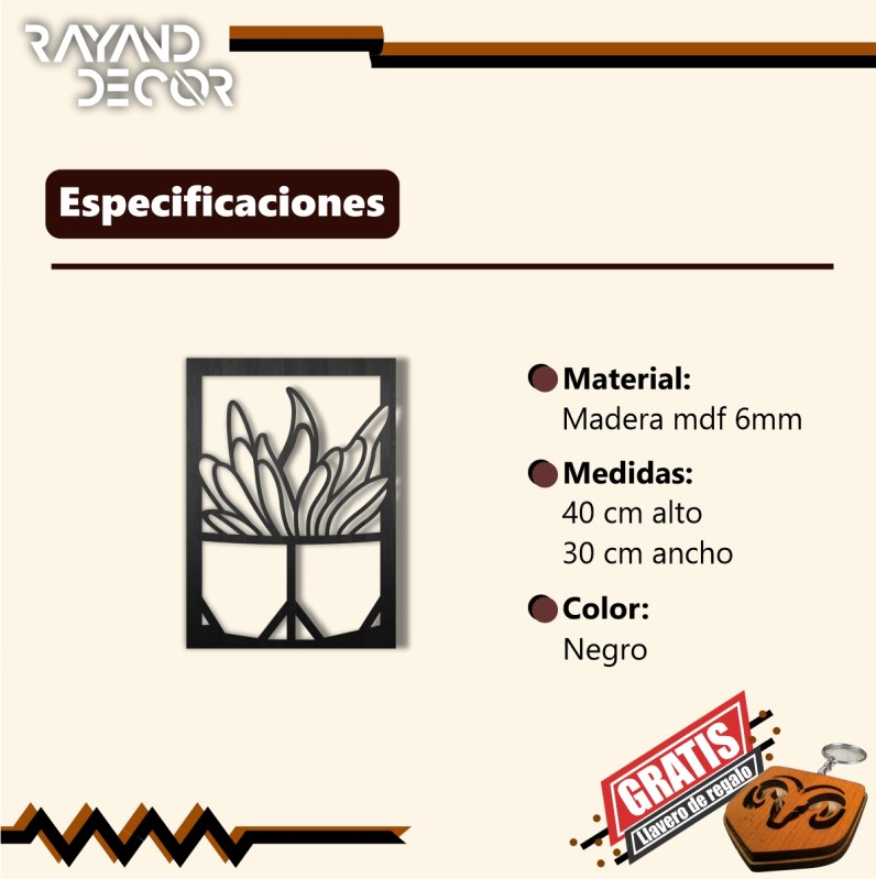 Cuadro Decorativo Cactus Pared  Madera mdf 6mm Decoración de interiores