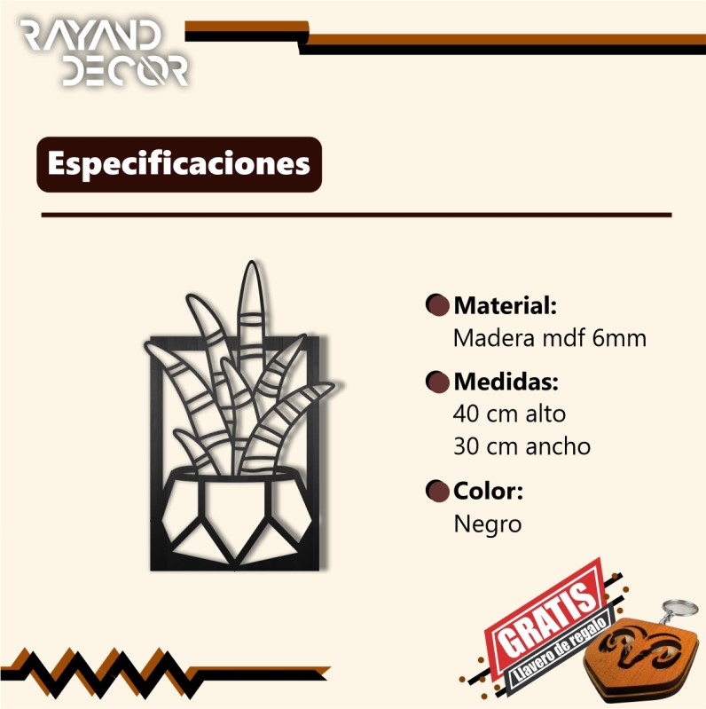Cuadro Decorativo Cactus Pared  Madera mdf 6mm Decoración de interiores