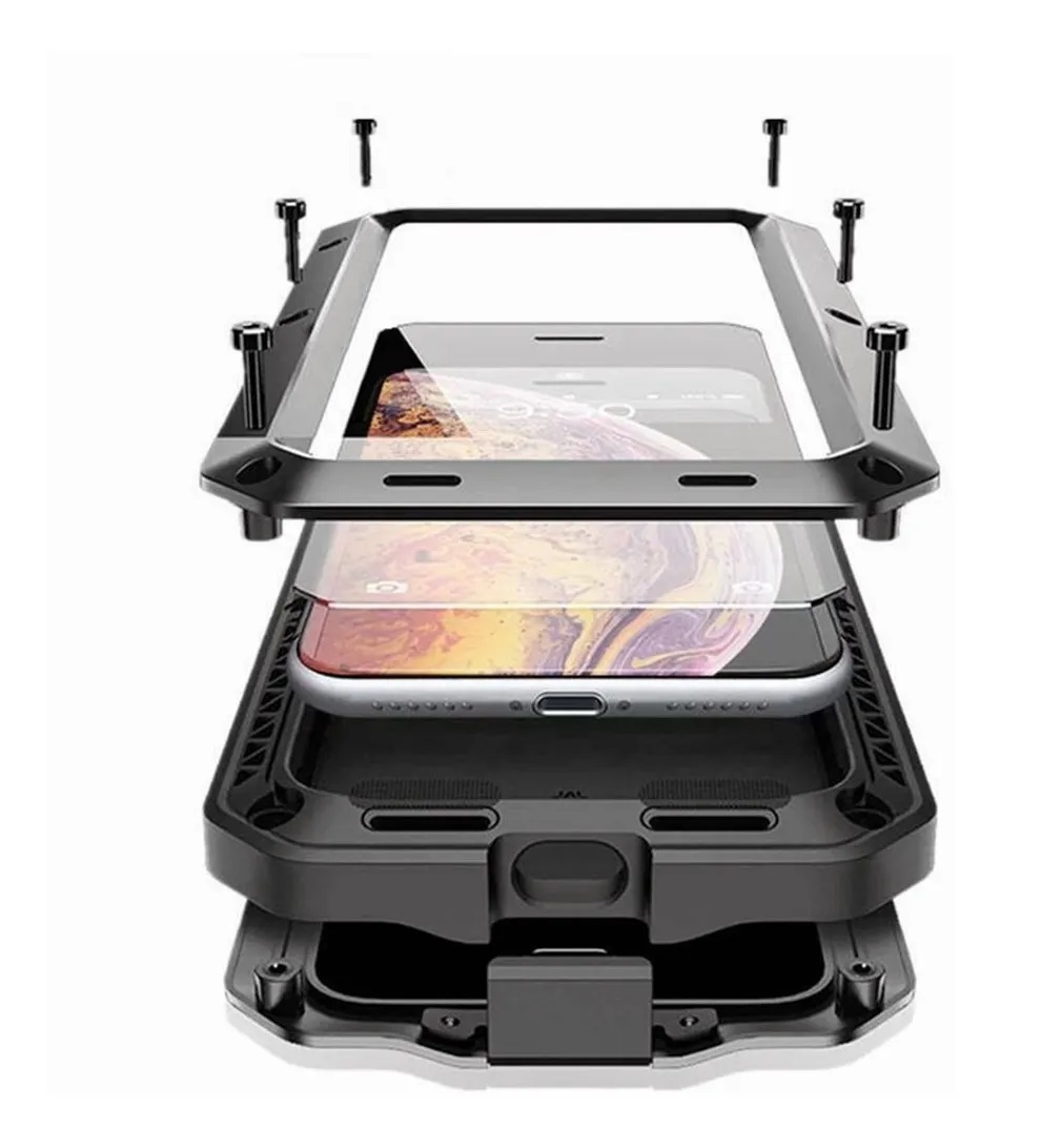 Funda Uso Rudo Para iPhone 11 Pro Max Alto Impacto Metalica Con Mica Gruesa Integrada