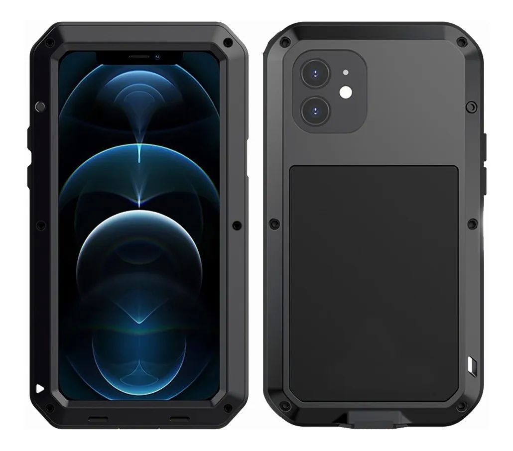 Funda Uso Rudo Para iPhone 12 Mini Alto Impacto Metalica Con Mica Gruesa Integrada
