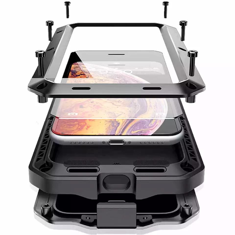 Funda Uso Rudo Para iPhone 12 Pro Max Alto Impacto Metalica Con Mica Gruesa Integrada