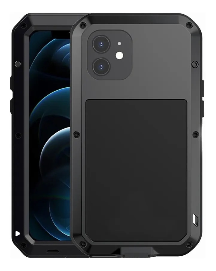 Funda Uso Rudo Para iPhone 12 Pro Max Alto Impacto Metalica Con Mica Gruesa Integrada