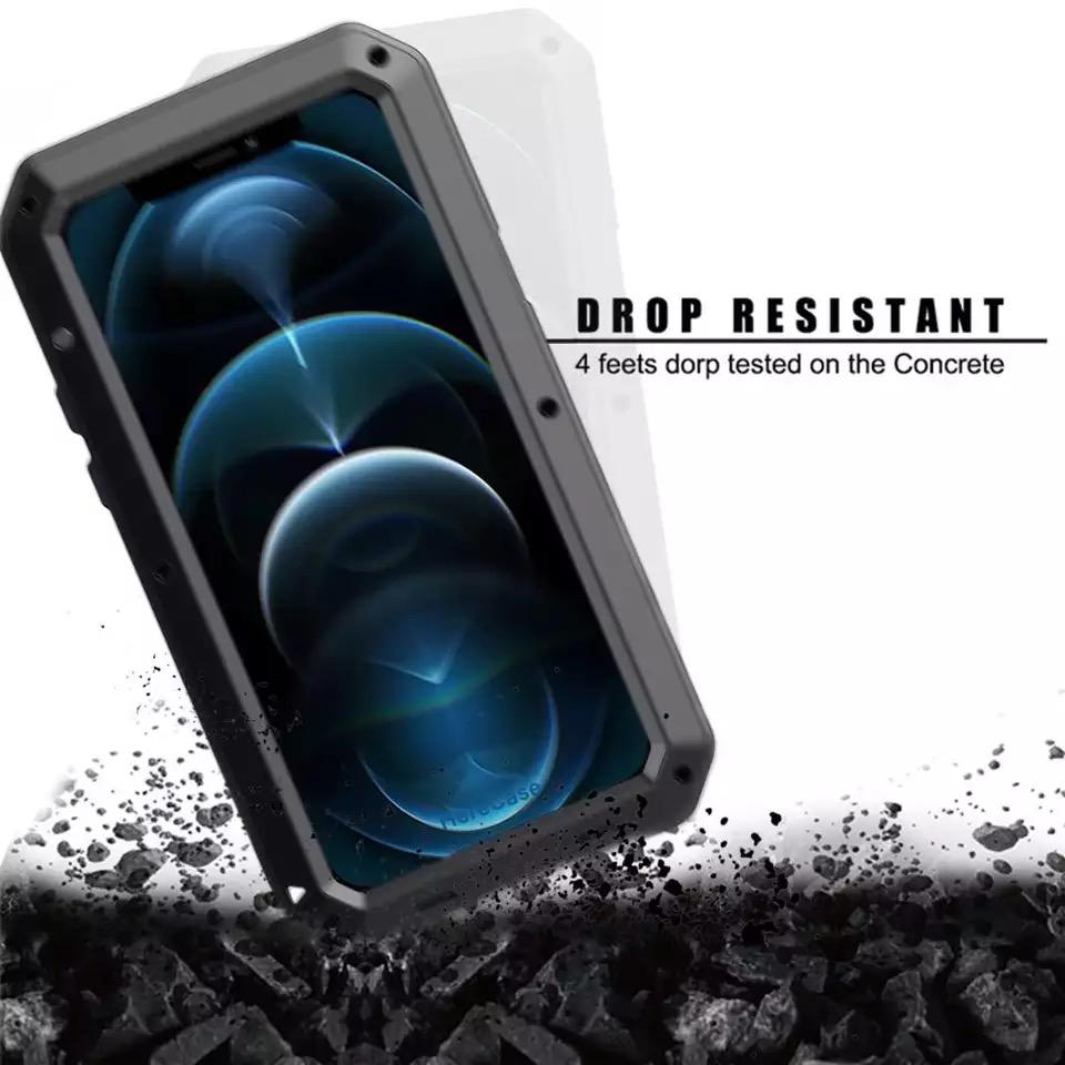 Funda Uso Rudo Para iPhone 12 Pro Max Alto Impacto Metalica Con Mica Gruesa Integrada