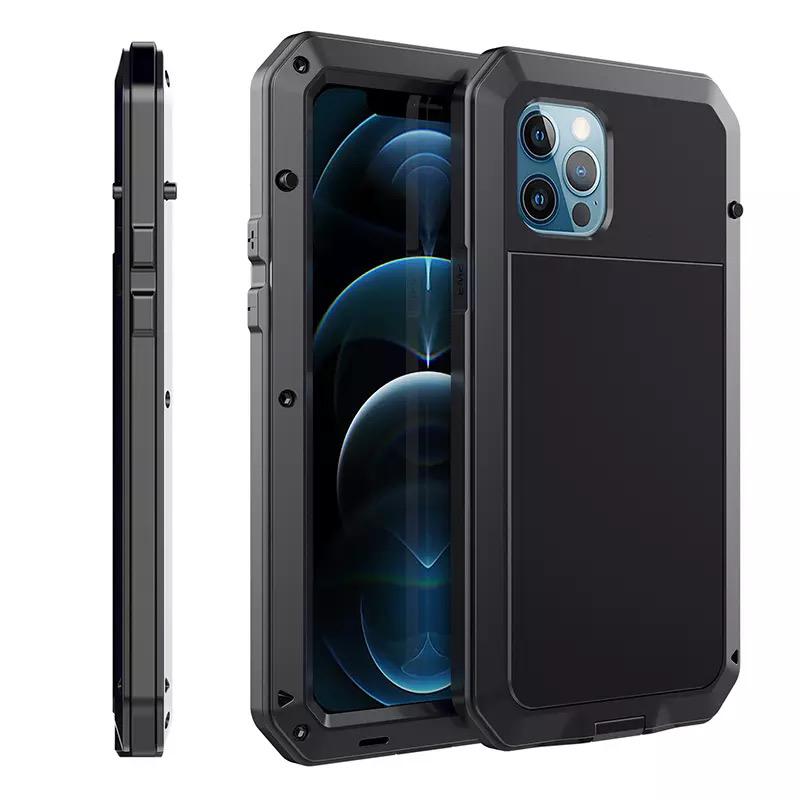Funda Uso Rudo Para iPhone 12 Pro Max Alto Impacto Metalica Con Mica Gruesa Integrada
