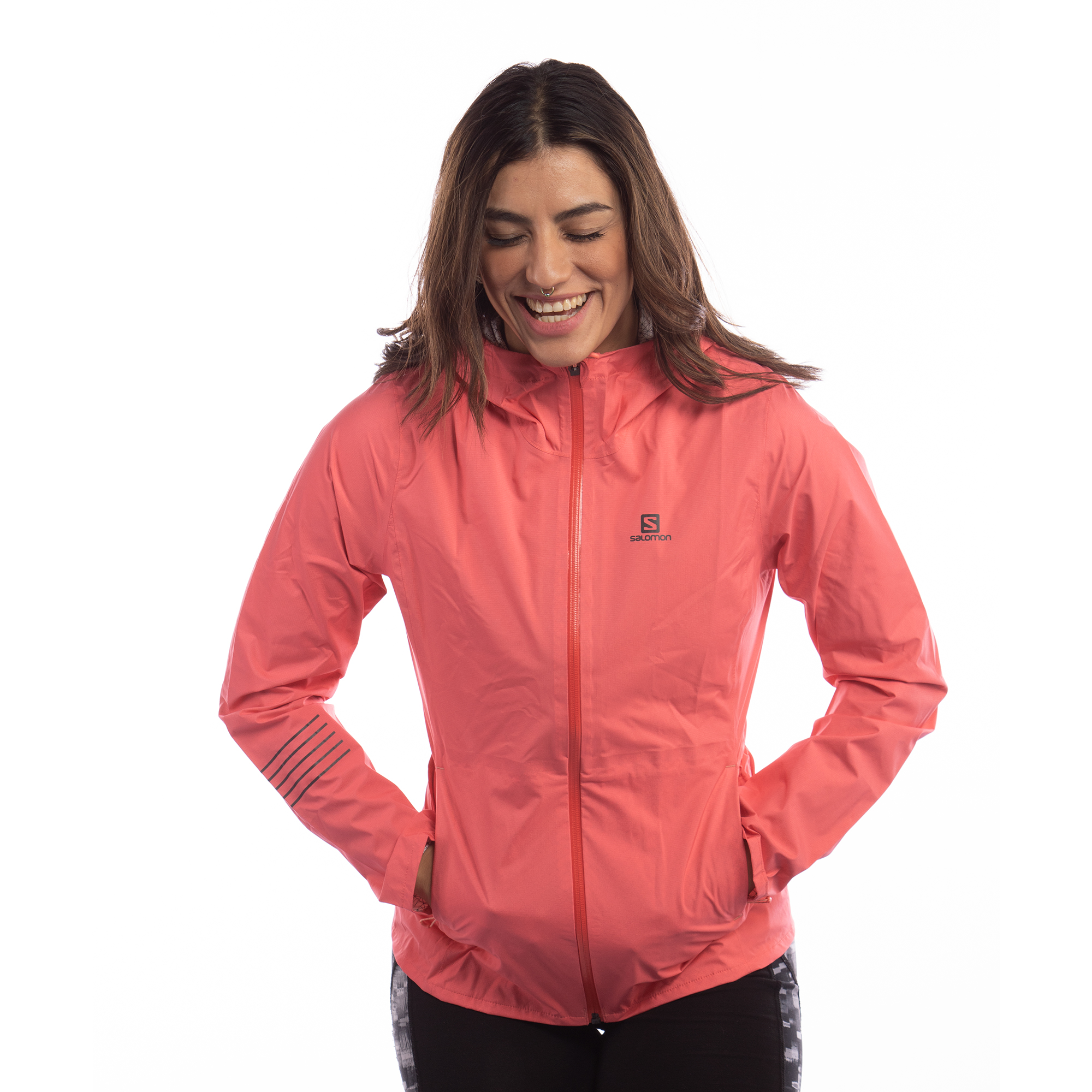 Chamarra Salomon Mujer Lightning Waterproof Rosa LC1064300
