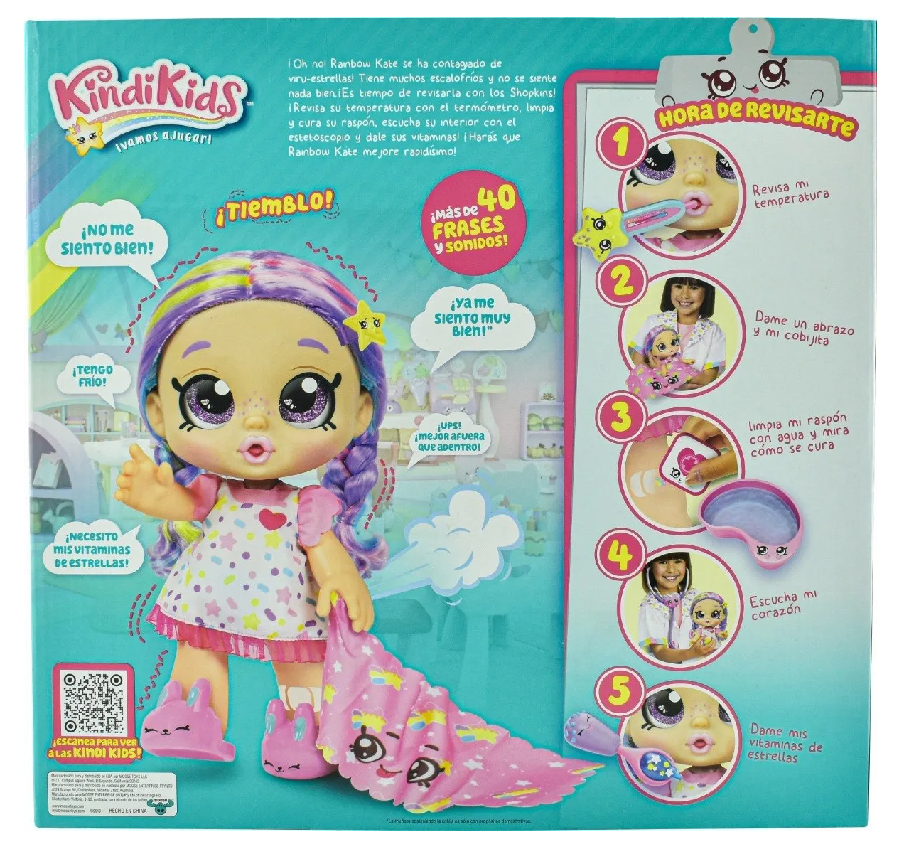 Kindi Kids Rainbow Kate Cuidados 27 Cm Shopkins Bandai