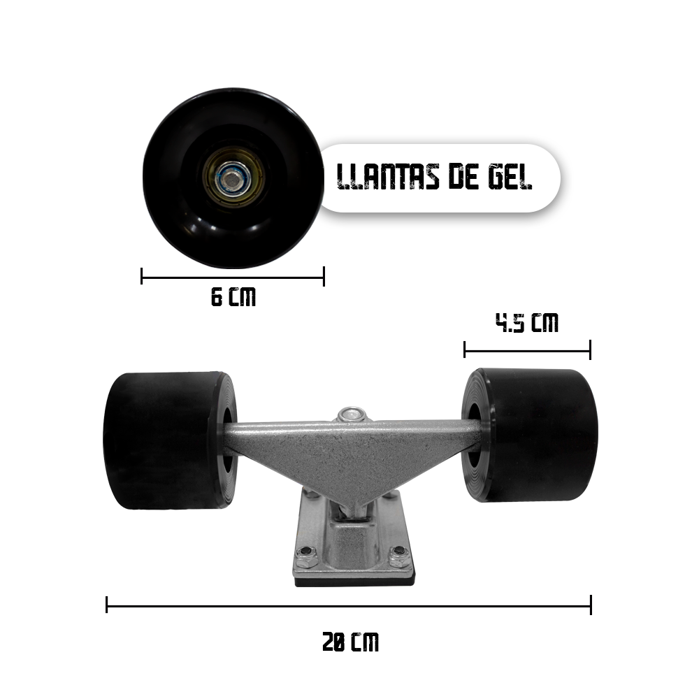 Patineta Skate Clásica Tabla Madera Juvenil Llantas Resistentes De Gel