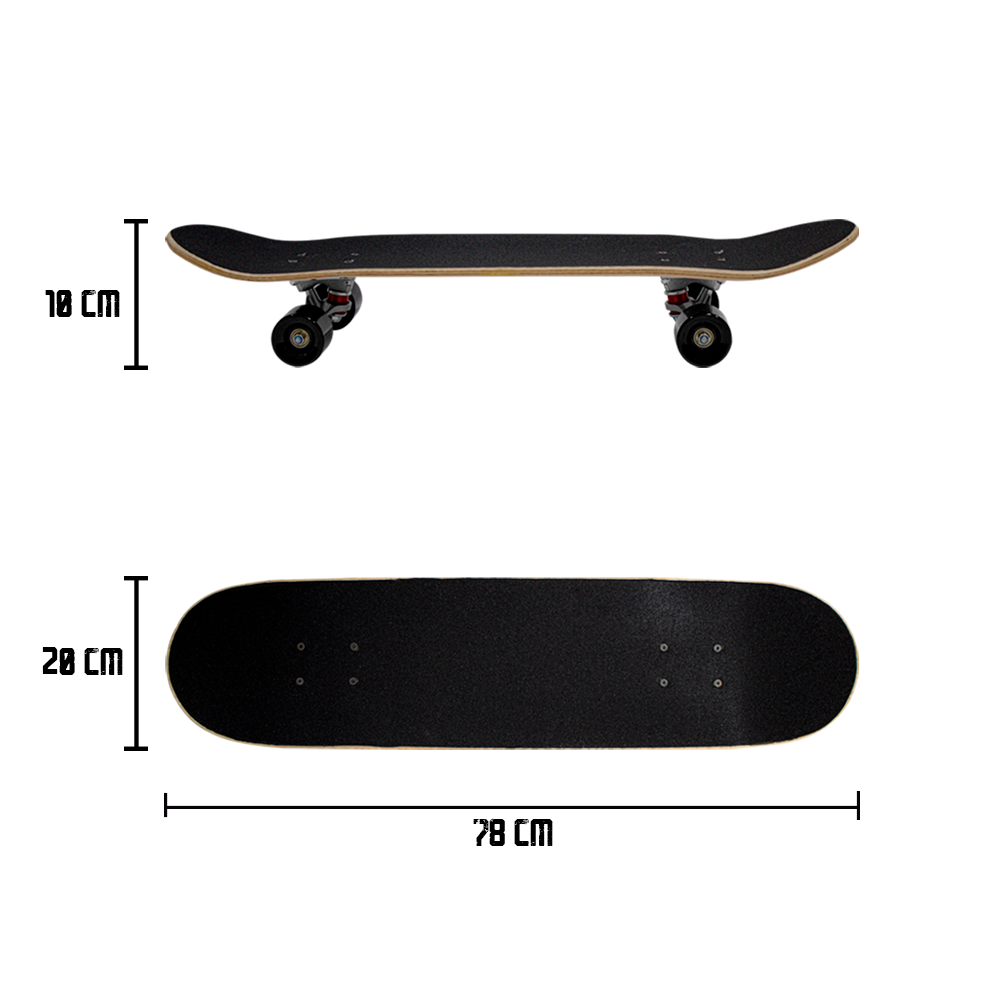 Patineta Skate Clásica Tabla Madera Juvenil Llantas Resistentes De Gel