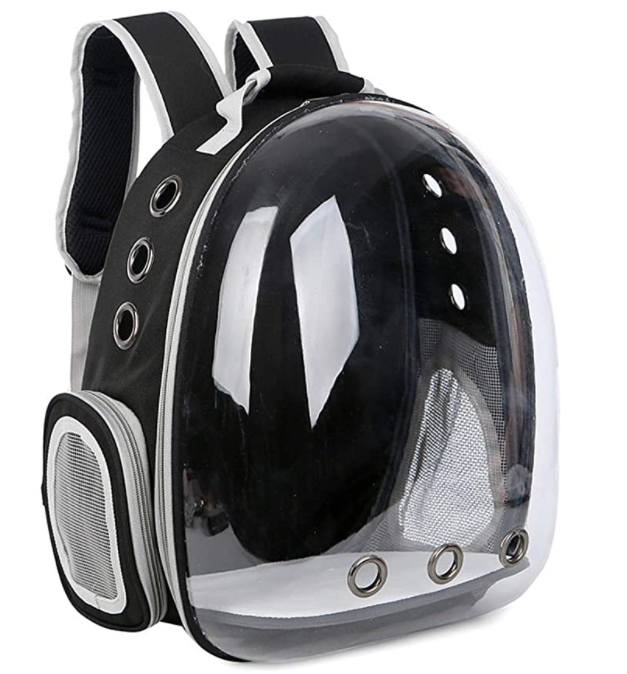 Mochila trasportadora para mascota ,Bolsa de Transporte para Mascotas Perro/Gato Mochila Portátil para Cápsulas Espacio Transparente Jaula Respirable (Negro)