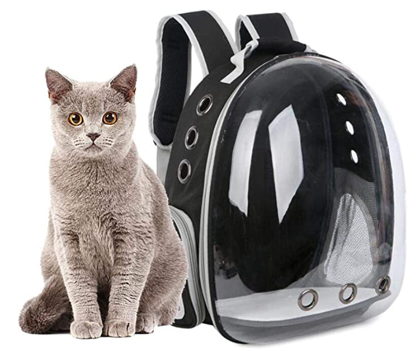 Mochila trasportadora para mascota  ,Bolsa de Transporte para Mascotas Perro/Gato Mochila Portátil para Cápsulas Espacio Transparente Jaula Respirable (Negro)