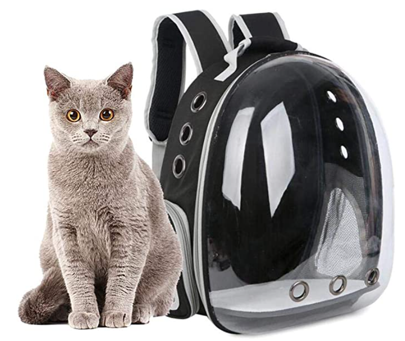 Mochila trasportadora para mascota ,Bolsa de Transporte para Mascotas Perro/Gato Mochila Portátil para Cápsulas Espacio Transparente Jaula Respirable (Negro)