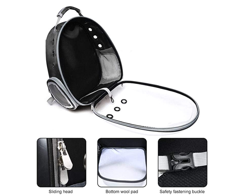 Mochila trasportadora para mascota ,Bolsa de Transporte para Mascotas Perro/Gato Mochila Portátil para Cápsulas Espacio Transparente Jaula Respirable (Negro)