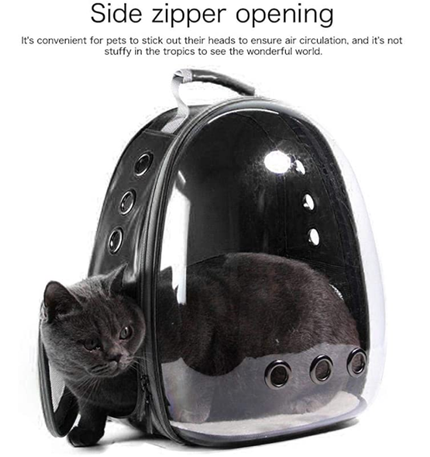 Mochila trasportadora para mascota ,Bolsa de Transporte para Mascotas Perro/Gato Mochila Portátil para Cápsulas Espacio Transparente Jaula Respirable (Negro)