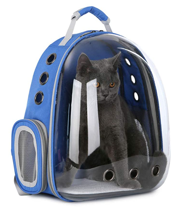 Mochila trasportadora para mascota  ,Bolsa de Transporte para Mascotas Perro/Gato Mochila Portátil para Cápsulas Espacio Transparente Jaula Respirable (azul)